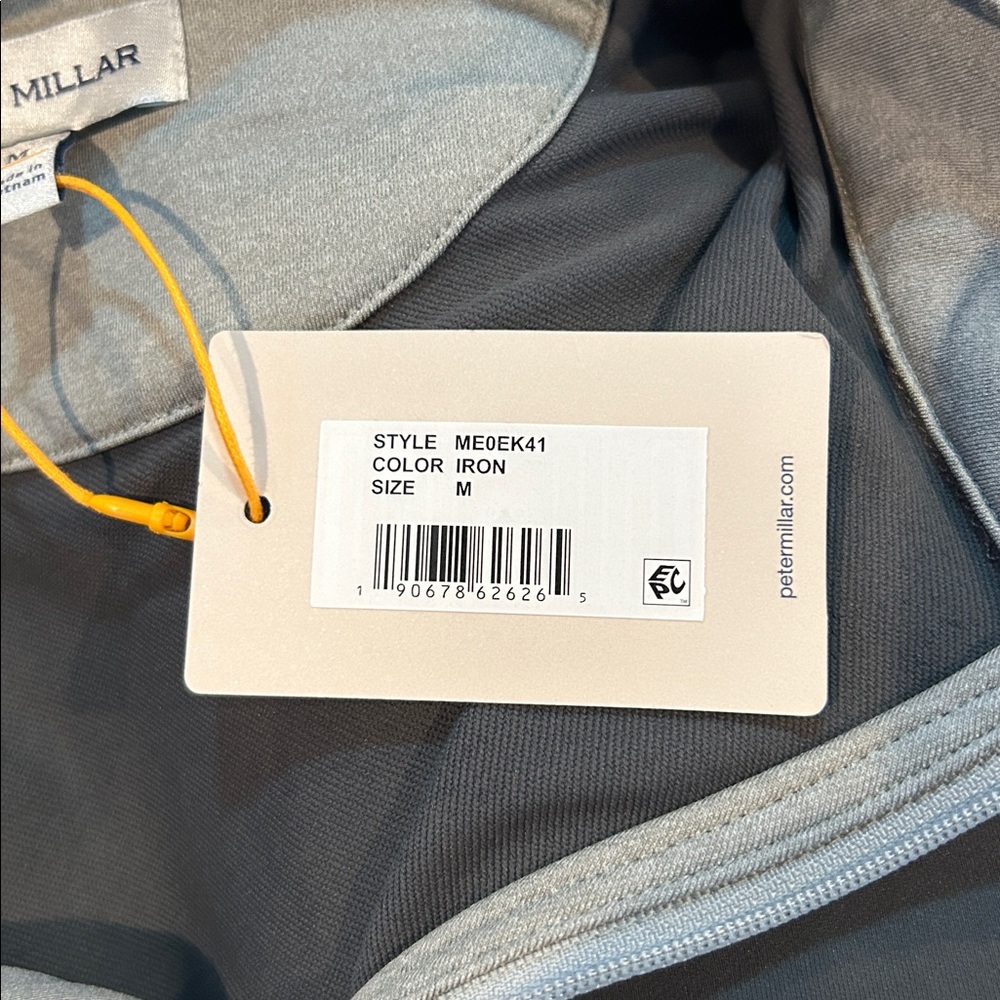 Peter Millar Size Medium Iron Galway Stretch Loop Terry Quarter Zip Vest NWT - Picture 6 of 6